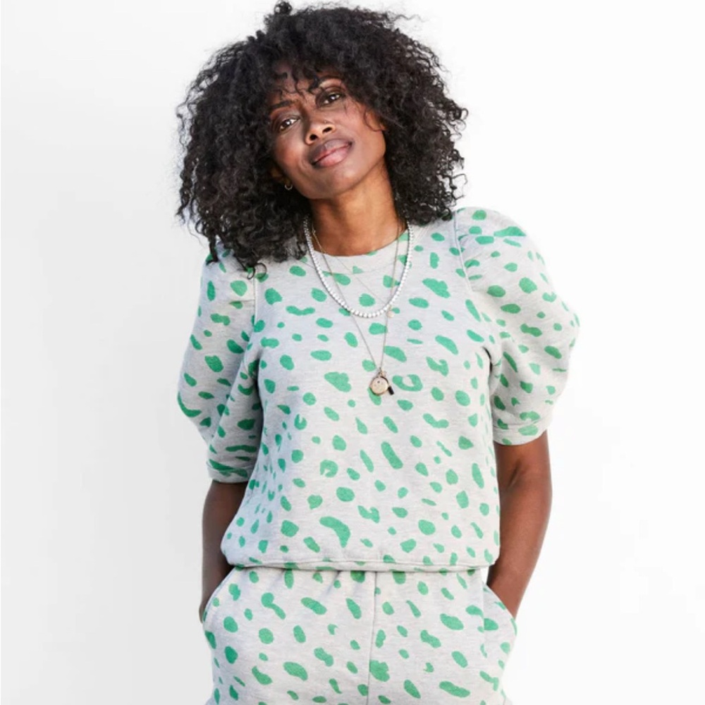 Clare V Jaguar Puff sleeve sweatshirt XS